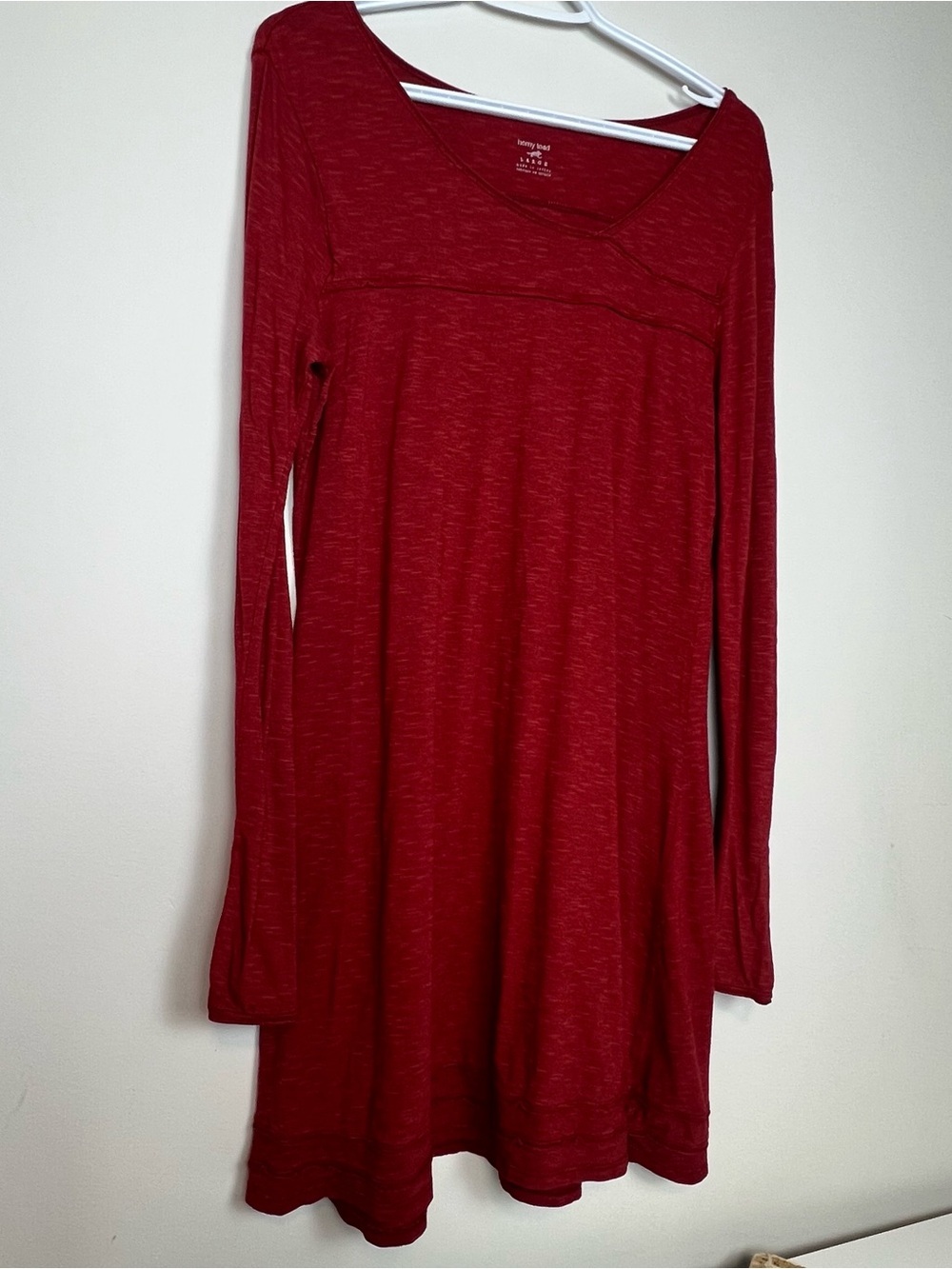 Horny Toad &Co Oolong Organic Cotton Blend Long Sleeve Dress Burgundy-Large
